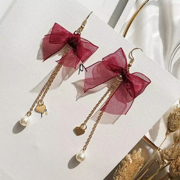 Brand new Red Bow Dangle Earrings - Picture 2 of 4